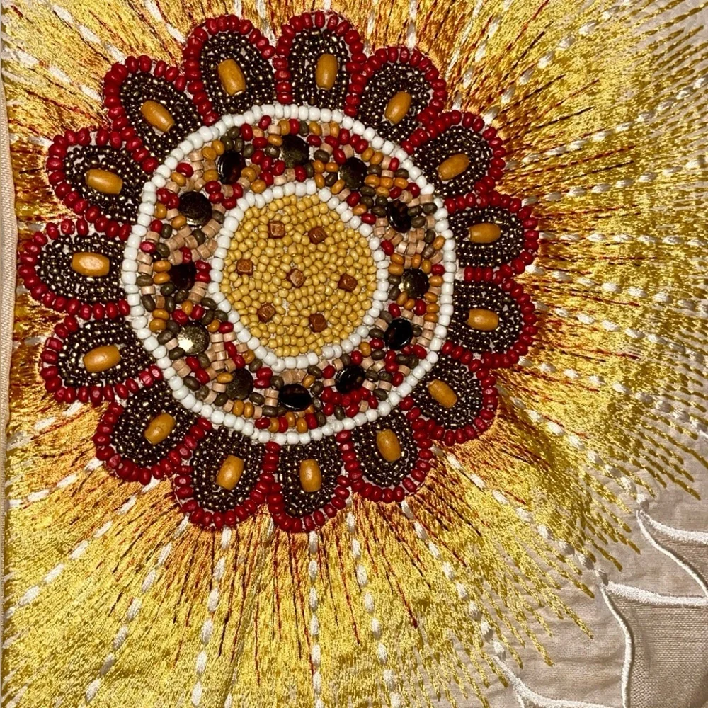Pier 1 Sunflower Jacquard & Beaded Boudoir Pillow Cover
